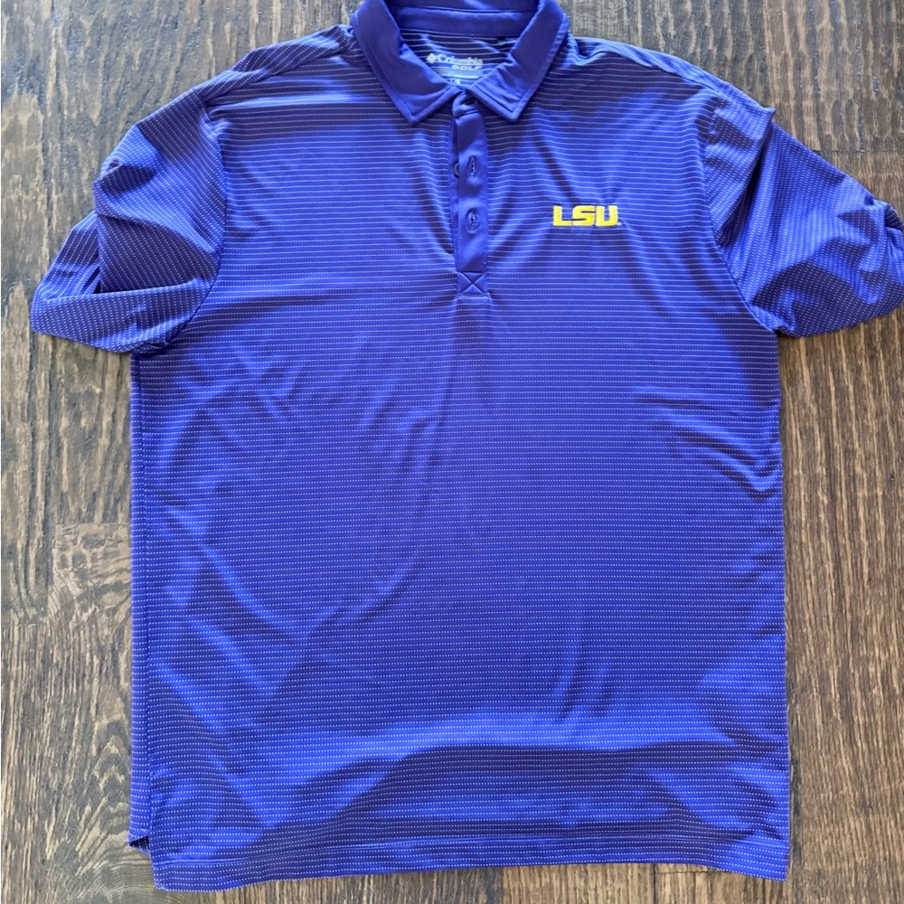 Columbia Purple and Yellow Men's LSU Polo Shirt